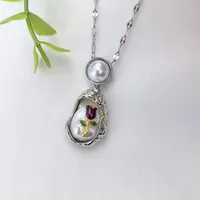 Streetwear Commute Moon Heart Shape Flower 201 Stainless Steel Copper Inlay Artificial Pearls Zircon Women's Pendant Necklace sku image 11