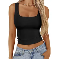 Women's Adults T-shirt Camisole Sleeveless Tank Tops European And American Wind Streetwear Solid Color sku image 5