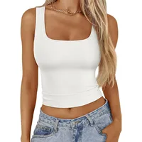 Women's Adults T-shirt Camisole Sleeveless Tank Tops European And American Wind Streetwear Solid Color sku image 7
