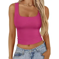 Women's Adults T-shirt Camisole Sleeveless Tank Tops European And American Wind Streetwear Solid Color sku image 15