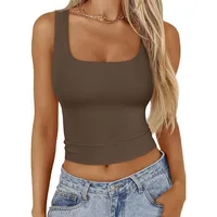 Women's Adults T-shirt Camisole Sleeveless Tank Tops European And American Wind Streetwear Solid Color sku image 24