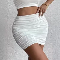 2025 Spring And Summer Temperament Commuter Urban Style Solid Color Spandex Polyester Milk Fiber Above Knee Skirts main image 1