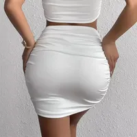 2025 Spring And Summer Temperament Commuter Urban Style Solid Color Spandex Polyester Milk Fiber Above Knee Skirts main image 2