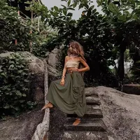 2025 Spring And Summer Vintage Style 3D Effect Cotton And Linen Spandex Polyester Midi Dress Skirts main image 2