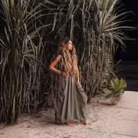 2025 Spring And Summer Vintage Style 3D Effect Cotton And Linen Spandex Polyester Midi Dress Skirts main image 5