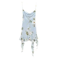Women's Strap Dress Elegant Strap Sleeveless Leaf Flower Asymmetrical Dress Holiday Travel Beach main image 4