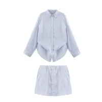 Casual Holiday Street Women's European And American Wind Streetwear Stripe Polyester Shorts Co-ord Set Shorts Sets main image 2