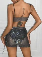 Holiday Banquet Women's Sexy Solid Color Polyester Skirt Co-ord Set Shorts Sets main image 3