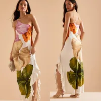 Women's Sheath Dress Elegant Classical One Shoulder Sleeveless Flower Maxi Long Dress Holiday main image 1