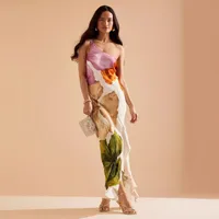 Women's Sheath Dress Elegant Classical One Shoulder Sleeveless Flower Maxi Long Dress Holiday main image 2
