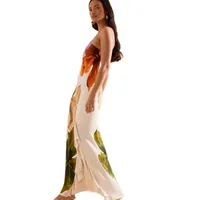 Women's Sheath Dress Elegant Classical One Shoulder Sleeveless Flower Maxi Long Dress Holiday main image 5