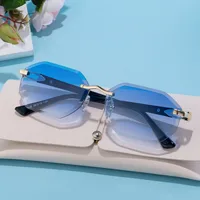 Streetwear Geometric Pc UV400 Protection Polygon Frameless Glasses main image 3