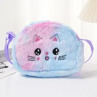 Girl'S Plush Gradient Color Cute Oval Zipper Shoulder Bag sku image 3