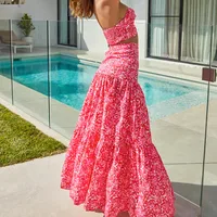 Elegant Long Sleeveless V-neck Printed Dress Spring New European Ladies Fashion Casual Suit Comfortable Polyester main image 4