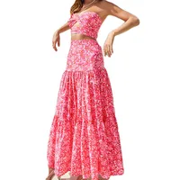 Elegant Long Sleeveless V-neck Printed Dress Spring New European Ladies Fashion Casual Suit Comfortable Polyester main image 5