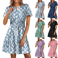 Women's A- Line Skirt Elegant Style Temperament Commuter V Neck Lace Short Sleeve Solid Color Knee-Length Office Indoor Daily main image 3