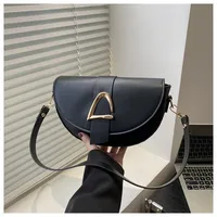 Women's Medium Pu Leather Solid Color Streetwear Sewing Thread Square Flip Cover Shoulder Bag sku image 1