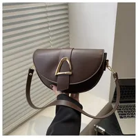 Women's Medium Pu Leather Solid Color Streetwear Sewing Thread Square Flip Cover Shoulder Bag sku image 4