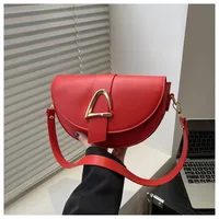 Women's Medium Pu Leather Solid Color Streetwear Sewing Thread Square Flip Cover Shoulder Bag sku image 3