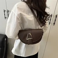 Women's Medium Pu Leather Solid Color Streetwear Sewing Thread Square Flip Cover Shoulder Bag main image 5