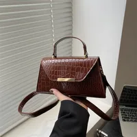 Women's Small Pu Leather Solid Color Streetwear Sewing Thread Square Flip Cover Shoulder Bag sku image 5