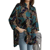 Women's Cardigan Shirt Long Sleeve Blouses Temperament Commuter Urban Style Printing main image 3