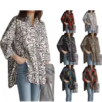 Women's Cardigan Shirt Long Sleeve Blouses Temperament Commuter Urban Style Printing main image 1