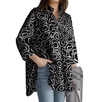 Women's Cardigan Shirt Long Sleeve Blouses Temperament Commuter Urban Style Printing main image 4