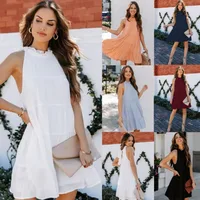 Women's Swing Dress Temperament Commuter Romantic Commute Style Round Neck Neck Style Lettuce Trim Sleeveless Solid Color Knee-Length Travel Daily Date main image 1