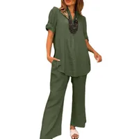 Casual Office Daily Women's Temperament Commuter Urban Style Solid Color Cotton Leisure Suit Shorts Sets sku image 1