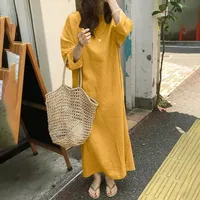 Women's Irregular Skirt Temperament Commuter Round Neck Patchwork Long Sleeve Solid Color Maxi Long Dress Office Indoor Daily main image 3