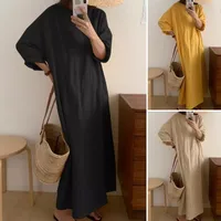 Women's Irregular Skirt Temperament Commuter Round Neck Patchwork Long Sleeve Solid Color Maxi Long Dress Office Indoor Daily main image 1