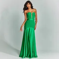 Women's Hip Skirt Temperament Commuter British Style Strapless Deep V Strap Sleeveless Solid Color Maxi Long Dress Banquet Travel Daily main image 1