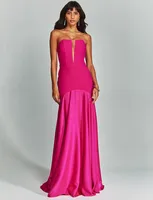 Women's Hip Skirt Temperament Commuter British Style Strapless Deep V Strap Sleeveless Solid Color Maxi Long Dress Banquet Travel Daily sku image 4