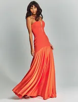Women's Hip Skirt Temperament Commuter British Style Strapless Deep V Strap Sleeveless Solid Color Maxi Long Dress Banquet Travel Daily sku image 10