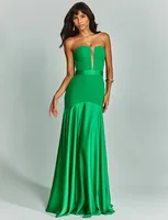 Women's Hip Skirt Temperament Commuter British Style Strapless Deep V Strap Sleeveless Solid Color Maxi Long Dress Banquet Travel Daily sku image 5
