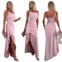 Women's Sheath Dress Temperament Commuter British Style Oblique Collar Solid Color Sleeveless Solid Color Maxi Long Dress Office Daily Date main image 2