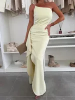 Women's Sheath Dress Temperament Commuter British Style Oblique Collar Solid Color Sleeveless Solid Color Maxi Long Dress Office Daily Date main image 1