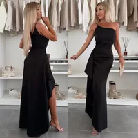 Women's Sheath Dress Temperament Commuter British Style Oblique Collar Solid Color Sleeveless Solid Color Maxi Long Dress Office Daily Date main image 4