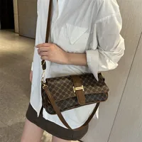 Women's Large PU Monogram Elegant Streetwear Sewing Thread Square Flip Cover Underarm Bag main image 2