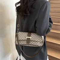 Women's Large PU Monogram Elegant Streetwear Sewing Thread Square Flip Cover Underarm Bag main image 3