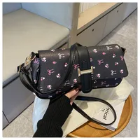 Women's Large PU Monogram Elegant Streetwear Sewing Thread Square Flip Cover Underarm Bag sku image 1