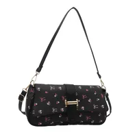 Women's Large PU Monogram Elegant Streetwear Sewing Thread Square Flip Cover Underarm Bag main image 5