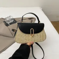 Women's Small PU Color Block Elegant Streetwear Sewing Thread Square Flip Cover Shoulder Bag sku image 1