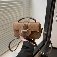 Women's Small PU Monogram Streetwear Sewing Thread Square Flip Cover Square Bag sku image 3
