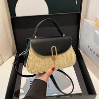 Women's Small PU Color Block Elegant Streetwear Sewing Thread Square Flip Cover Shoulder Bag main image 3