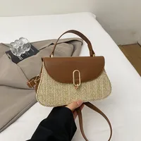 Women's Small PU Color Block Elegant Streetwear Sewing Thread Square Flip Cover Shoulder Bag sku image 3