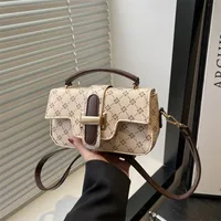 Women's Small PU Monogram Streetwear Sewing Thread Square Flip Cover Square Bag sku image 2
