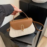 Women's Small PU Color Block Elegant Streetwear Sewing Thread Square Flip Cover Shoulder Bag main image 5