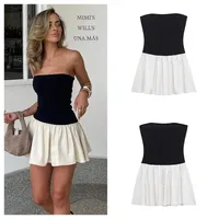 Women's Pleated Dress Casual Simple Style Strapless Pleated Sleeveless Multicolor Above Knee Daily main image 1